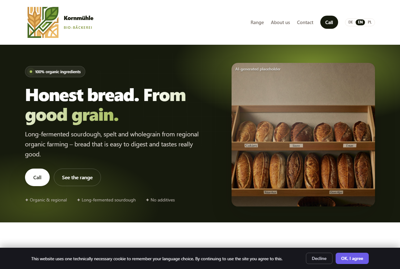 Organic bakery